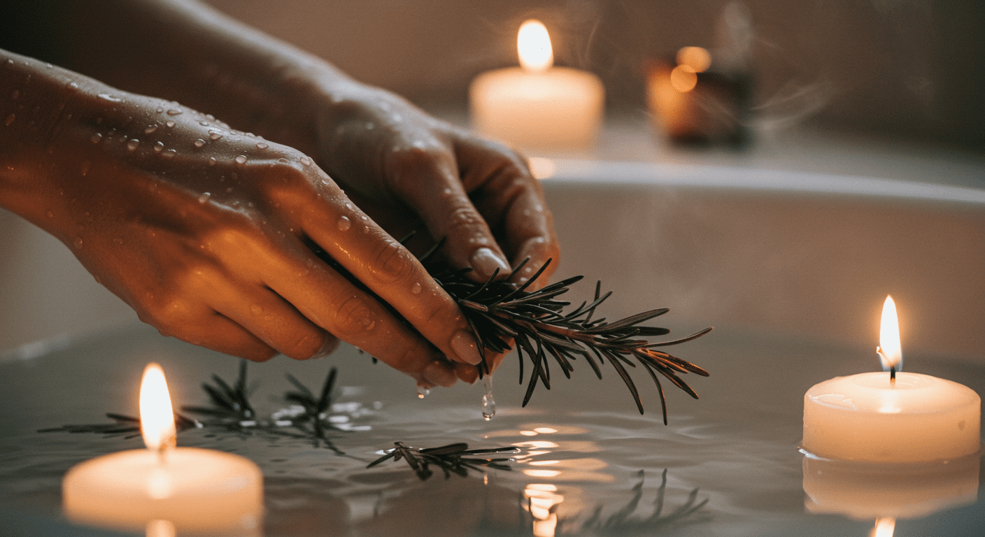 O contato com a erva no preparo do banho fortalece a intenção do ritual.