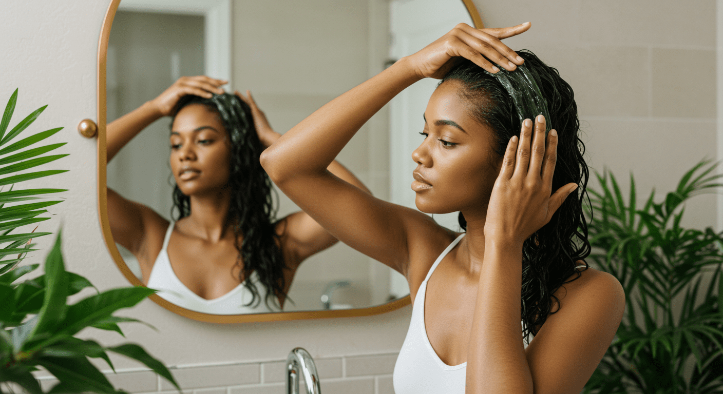 Mulher usa babosa no cabelo para benefícios