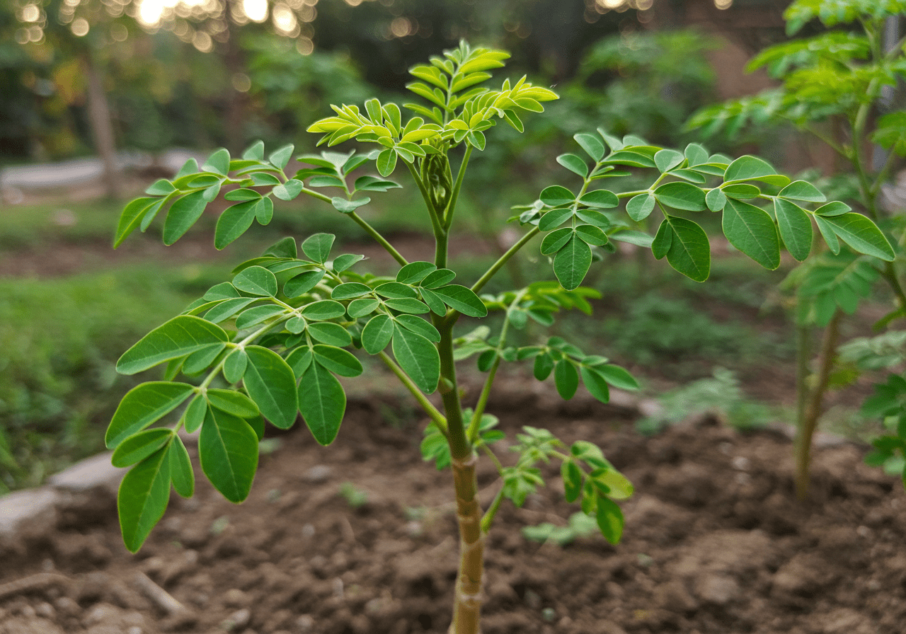 Planta de moringa crescendo no jardim