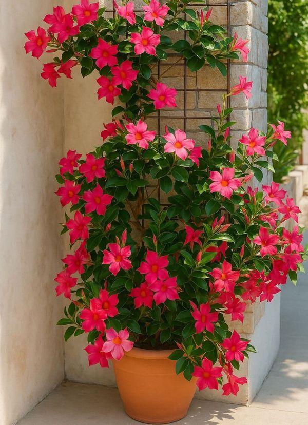 a Dipladenia, também conhecida como Mandevilla ou “Jasmim-brasileiro”