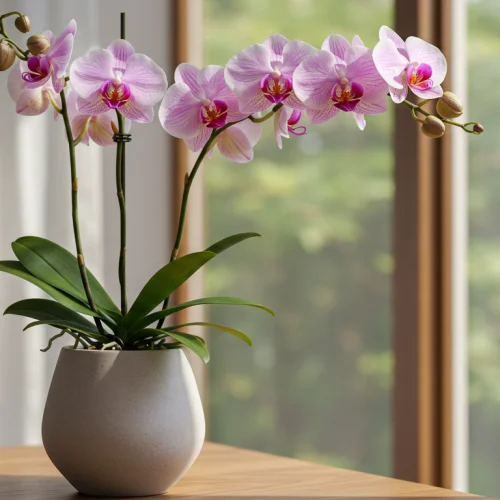 Orquídea saudável após cuidados corretos com luz e rega
