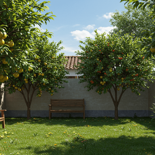 Quintal pequeno com árvores frutíferas ideais para espaços compactos: sombra, beleza e frutas frescas