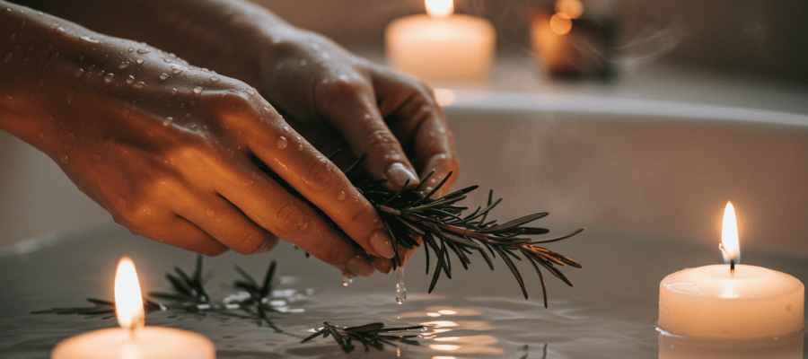 O contato com a erva no preparo do banho fortalece a intenção do ritual.